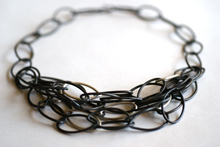 steel and silver gathered necklace