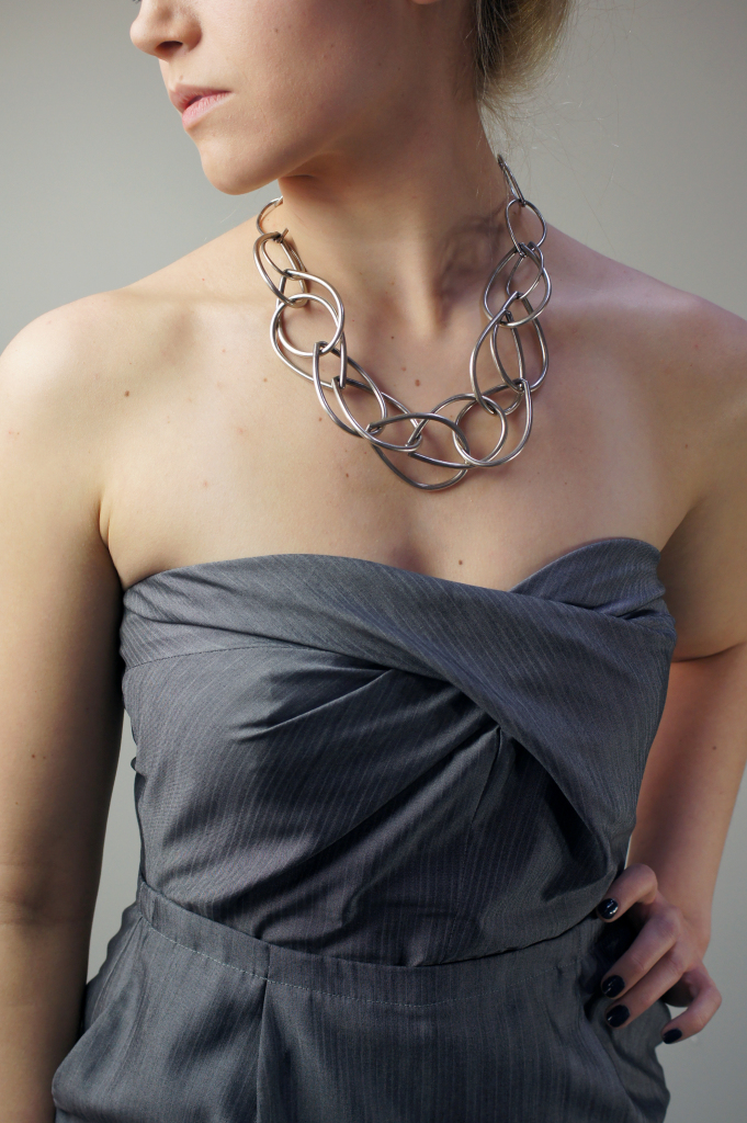 silver bold chain link necklace