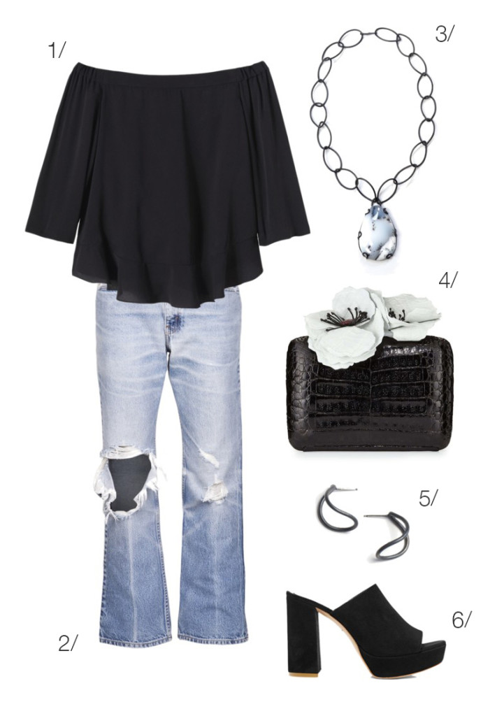 summer date night style: distressed denim and an off the shoulder top ...