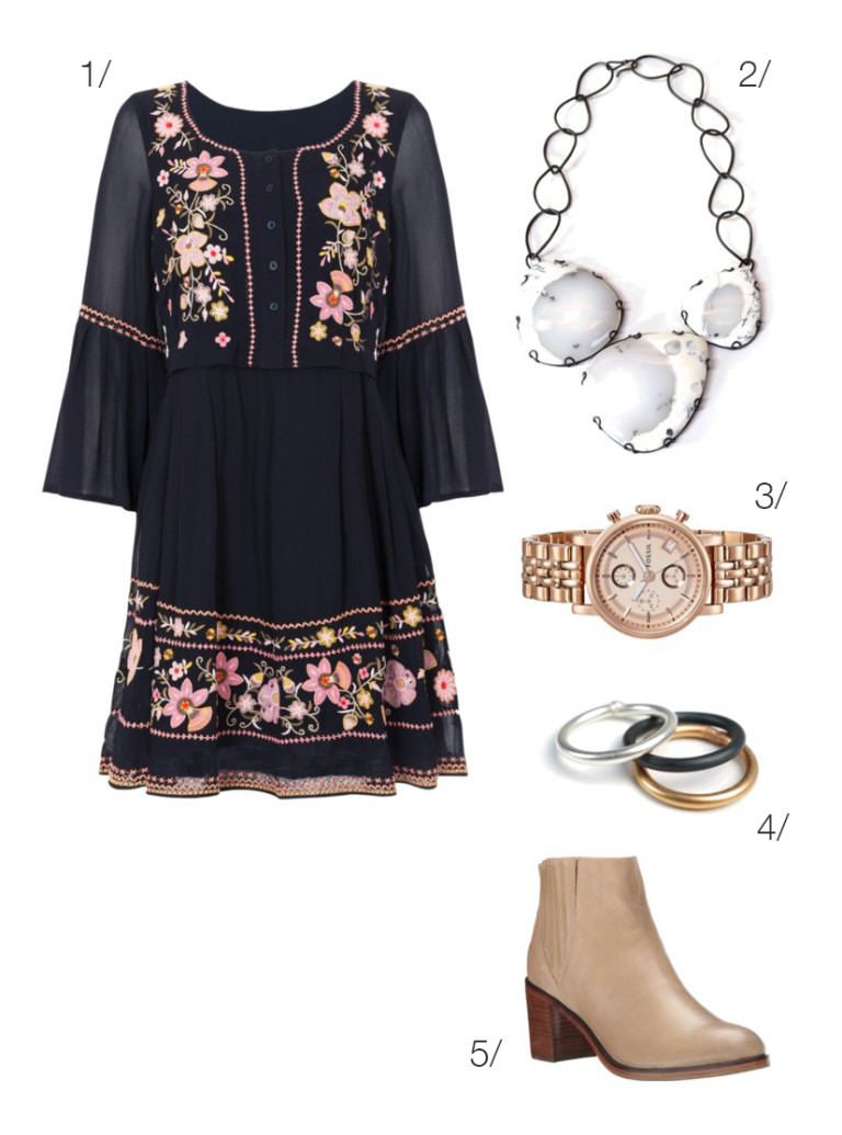 floral dress and ankle boots for fall - MEGAN AUMAN